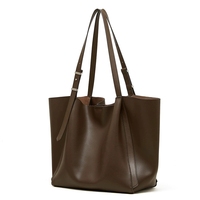 Sac fourre-tout surdimensionné en cuir véritable avec pochette intérieure amovible, sac à main à bandoulière grande capacité pour le travail quotidien et les voyages