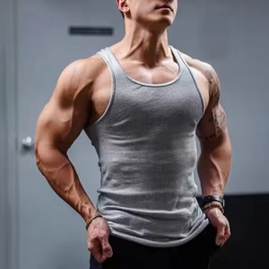 Débardeur de musculation OEM Compression Muscle Gym Workout Tank Top Fitness pour hommes en coton côtelé tricoté - Product Image 2