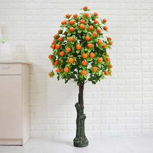 QSLHFH-1115ขายส่งตกแต่งห้องนั่งเล่นกระถางต้นไม้เทียมสีส้ม - Product Image 3