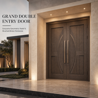 Porte d'entrée en acier isolée insonorisée anti-effraction aspect bois avec fenêtre pour villa et entrepreneur
