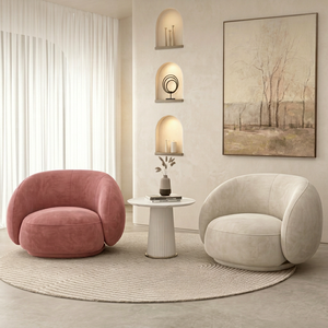 Round Enclosed Velvet Single Sofa Curved Wrap-Around Accent <b>Chair</b> for Office Salon Hotel Living Room - Product Image 1
