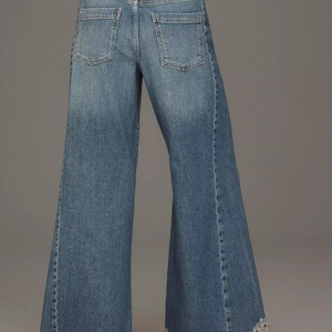 Jeans de Mezclilla Azules Personalizados OEM para Mujer, de Alta Calidad, Corte Holgado, Cintura Media, Estilo Flare, Pantalones Anchos de Moda - Product Image 4