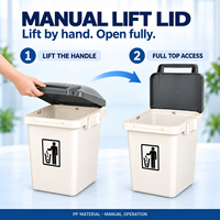 Série de poubelles manuelles à couvercle rabattable en plastique 20L 30L 50L pour cuisine, buanderie, garage