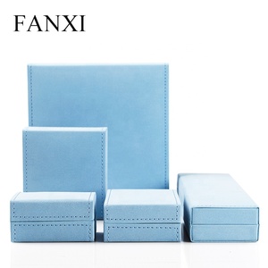 FANXI 럭셔리 사용자 정의 블루 가죽 귀걸이 보석 상자 선물 패키지 케이스 보석 포장 상자 - Product Image 1