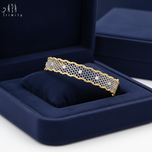 Hot Sale High Quality Vintage <b>Fine</b> Jewelry Classical Lace Crafted Handmade 18K Solid Gold Real Natural Diamond <b>Bangle</b> For Women - Product Image 3