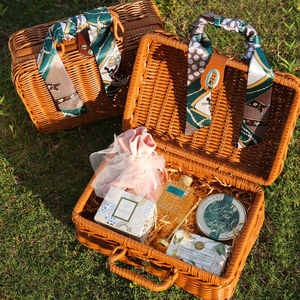 Natural <strong>Father</strong> Mother Willow PP Rattan Woven <strong>Hamper</strong> for 2 People Camping Valentine'<strong>s</strong> <strong>Day</strong> Festival Wicker Picnic Gift Baskets - Product Image 4