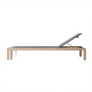Chaise longue d'extérieur réglable en teck et maille respirante pour projet de piscine d'hôtel moderne - Product Image 3