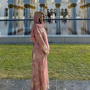 Traje de Viaje para el Desierto de Xinjiang, Estilo Dubái, Emiratos Árabes Unidos, Túnica para Mujer Árabe, Vestidos Estilo Sudeste Asiático, Medio Oriente, <span class=keywords><strong>Egipto</strong></span>, Poliéster, Cuello en V, Largo - Product Image 4