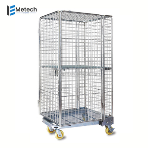 Vente en gros de chariots à cage en acier emboîtables en métal robuste entrepôt de stockage à sécurité totale conteneur à mailles pliable emballé par palettes - Product Image 4