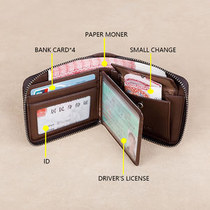 Portafoglio da Uomo Corto in Pelle di Vacchetta Grande Capacità Nuovo Porta <span class=keywords><strong>Patente</strong></span> Multifunzione alla Moda - Product Image 2
