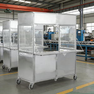 Chariot pliable maniable en acier inoxydable à 4 roues pour la vente de glaces, café, snacks, hot-dogs et bonbons - Product Image 1