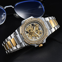 Montre mécanique automatique de luxe pour homme, bracelet en acier inoxydable allié de 20 mm, fermoir papillon squelette, tendance, vente en gros