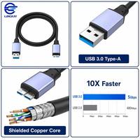 LUNG KAY OEM USB 3.0 Typ-A zu Micro-B Kabel 5Gbps Industrielles Abgeschirmtes Kupferkabel Anpassbare Länge Logo für HDD Kamera