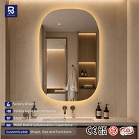 Miroir LED rond intelligent Star Hotel avec haut-parleur Bluetooth et horloge, cadre argenté, double éclairage, miroir de salle de bain anti-buée pour projets