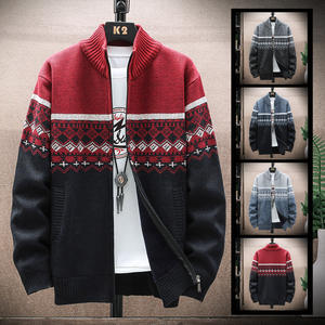 Pulls pour hommes en gros, vêtements en tricot, <span class=keywords><strong>pull</strong></span> <span class=keywords><strong>chaud</strong></span> d'hiver pour hommes, épais, décontracté, fermeture éclair intégrale, col montant, <span class=keywords><strong>pull</strong></span> cardigan tendance - Product Image 1