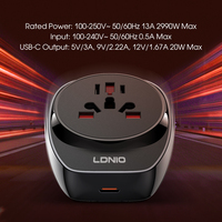 Adaptateur universel compact LDNIO Z10 PD 20W, charge rapide haute puissance 2990W, essentiels de voyage internationaux