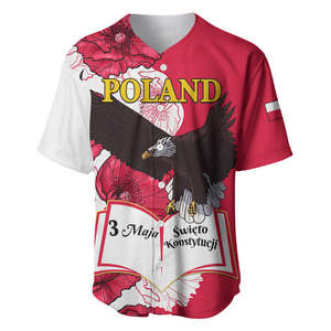 Día DE LA Constitución de <span class=keywords><strong>Polonia</strong></span> Jersey de béisbol <span class=keywords><strong>Escudo</strong></span> DE ARMAS Estilo Grunge Venta al por mayor MOQ bajo Camisetas de béisbol de gran tamaño con botones - Product Image 3
