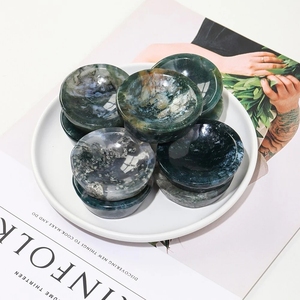 Vente en gros de bols sculptés en agate d'herbe aquatique de style bohème naturel, 5-6 cm, de haute qualité, cristal de guérison pour la décoration intérieure et les cadeaux - Product Image 4