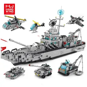 HW Aircraft Carrier Model Building Blocks Navio De Guerra Militar Tijolos Menino Presente Educacional Puzzle Toy