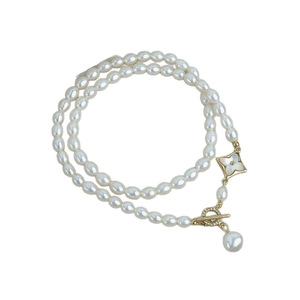 Collar de Alta Gama con Cuatro Flores y Perla Natural de Agua Dulce y Circonita, Cadena para Clavícula de Lujo Ligero, Libre de Nucleares - Product Image 5