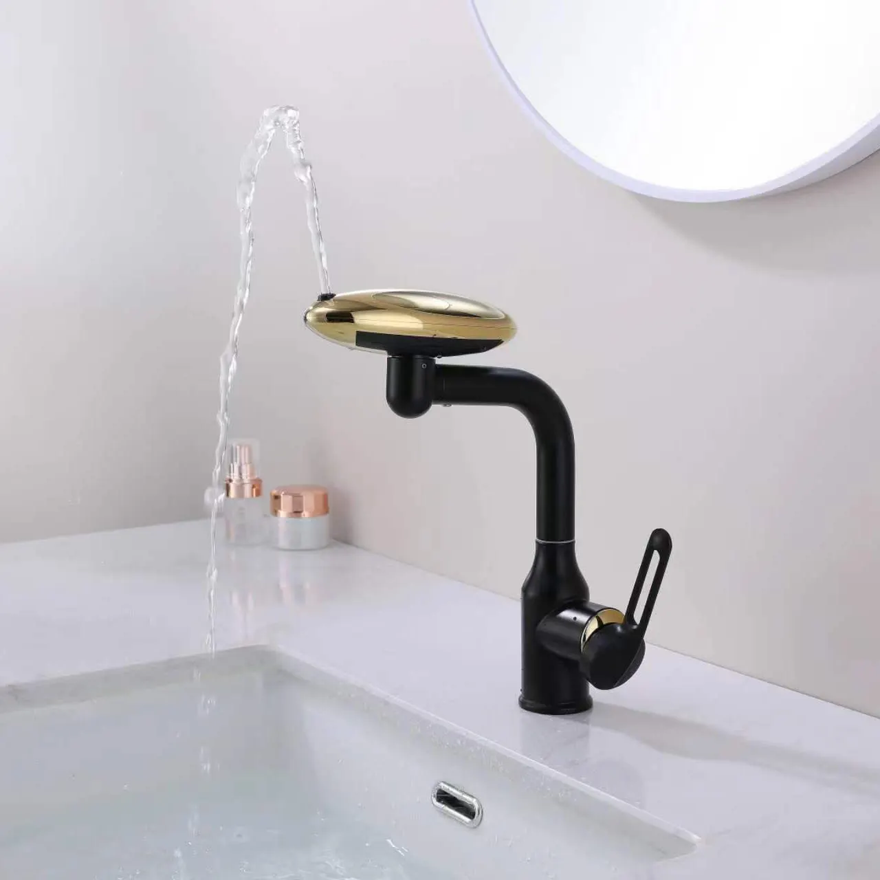 Mới nhất phòng tắm bồn rửa vòi sàn gắn vòi nước nóng và lạnh Thác vòi phổ Mixer vòi