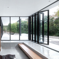 Sistema de Puertas y Ventanas Corredizas de Aluminio de Diseño Moderno, Puerta Plegable de Vidrio Templado, Puerta de Vidrio con Patrón de Apertura Horizontal