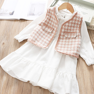 Otoño dulce chicas ropa vestido de chaleco de traje de manga larga vestido de dos piezas traje para niñas - Product Image 2