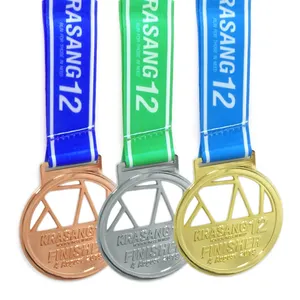 升华定制泰国装饰空白金属铝铜冲压金银铜牌空白插入运动奖牌