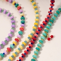 Collier multirangs coloré en perles pour femme, avec breloque cerise, design animalier tendance, plaqué or, fait main, cadeau, tiers