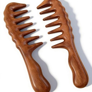 Sandalwood <b>Comb</b> Head Meridian <b>Comb</b> Massager for Unclogging Long Handle <b>Wide</b> Tooth <b>Comb</b> Head Massage - Product Image 6