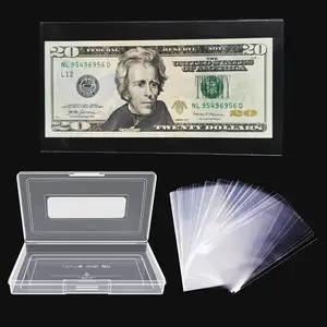 Custom 6.85 x 3.2 Clear Currency Sleeves Plastic Paper Money Holders Collectors Bill Holders Money Sleeves Protector