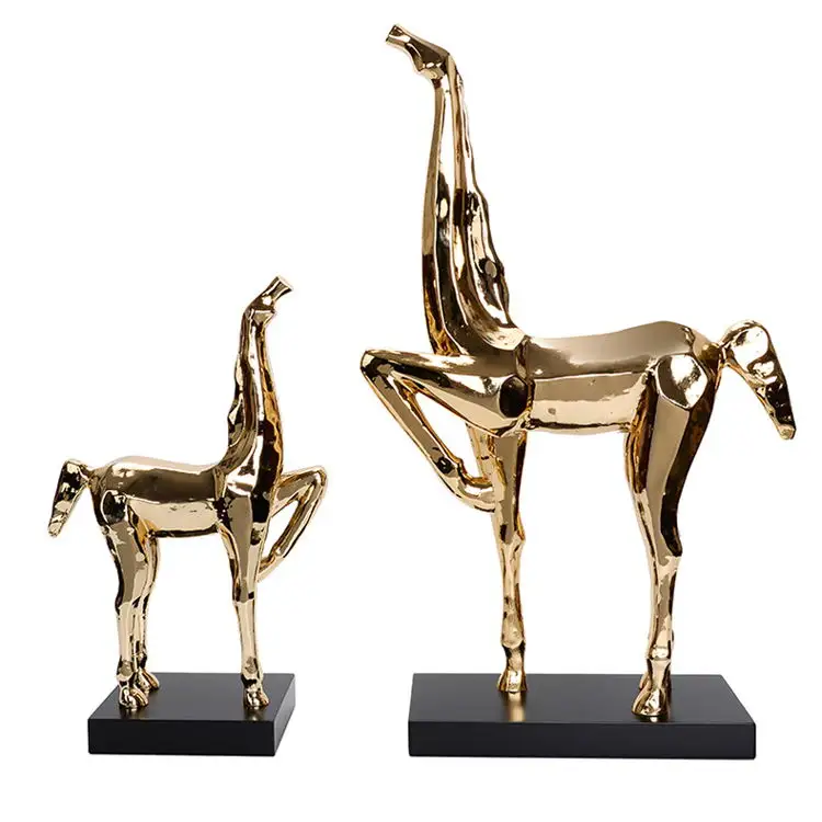 High End Nordic Modern Home Decor Abstract Electroplating Geometric Sculpture Cheval Mare & Pony Horse Resin Craft