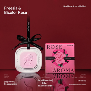 น้ำหอมปรับอากาศในรถยนต์ กลิ่นกุหลาบ แบบแขวน ทำจากเซรามิกยิปซัม ชุดของขวัญหินอโรมาเธอราพี - Product Image 1