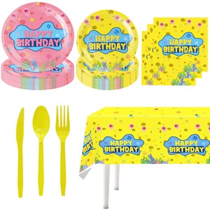 Set di 7 Pezzi per Festa di Compleanno a Tema <span class=keywords><strong>SpongeBob</strong></span> SquarePants e <span class=keywords><strong>Patrick</strong></span> Star, Decorazioni e Stoviglie in Stile Cartone Animato per Bambini - Product Image 2