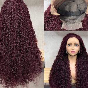 วิกผมหน้าผากแบบ Pixie Curl แบบ Super Double Drawn ผมแท้ 100%  ขนาด 13*4  แบบไม่ต้องใช้กาว สีไวน์  ความหนาแน่นเต็มพิกัด - Product Image 6