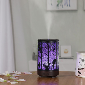 Diffuseur d'arômes au design animalier forestier, humidificateur ultrasonique 0,5 L, base en bois, purificateur d'air de bureau - Product Image 4