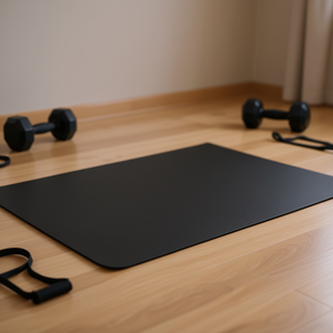 Tapete de fitness de PVC negro de 5x7 pies, antideslizante, para ejercicios en casa o gimnasio. - Product Image 2