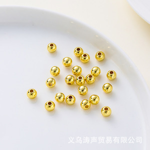 Perles en cuivre plaqué or, petites perles rondes d'espacement pour la fabrication de bijoux, accessoires DIY, origine Yiwu, printemps 2024 - Product Image 1