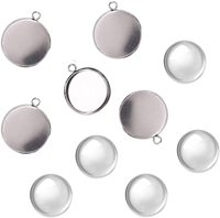 Plateaux à pendentifs ronds en acier inoxydable, 5 pièces, avec Cabochon, pendentifs vierges pour la fabrication de bijoux, bricolage, collier, Bracelet, boucle d'oreille
