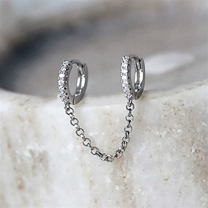 Boucles <span class=keywords><strong>d</strong></span>'oreilles punk <span class=keywords><strong>3</strong></span> en métal, couleur diamant, boucles <span class=keywords><strong>d</strong></span>'oreilles pour femmes, petite chaîne, Piercing créatif à deux <span class=keywords><strong>trous</strong></span> - Product Image 5