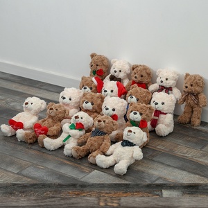 Ours en peluche avec écharpe et fleurs, ours en peluche couple, ours en coton PP en forme de cœur, cadeau d'anniversaire mignon, 31cm-50cm, vente en gros - Product Image 2