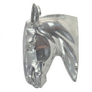 Cabeza de caballo de aluminio sólido niquelada elegante caballo decorativo sólido accesorios de regalo de negocios cabeza de Animal única de Metal - Product Image 1