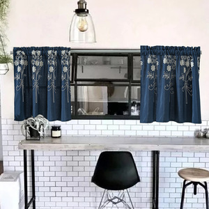 Rideaux Translucides Semi-Opaques à Passe-Tringle Courts en Polyester Coton Prêts à Poser pour Salon et Chambre à Coucher - Product Image 1