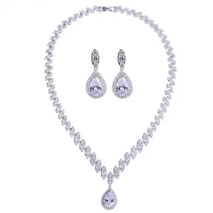 European and American Jewelry Set Crystal Beaded Drop Pendant for Bridal Jewelry Set
