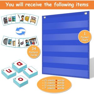 Tabla de bolsillo para construir palabras CVCE con 50 tarjetas de fonética para lectores principiantes de 4 a 6 años, herramienta de aprendizaje para el aula - Product Image 6