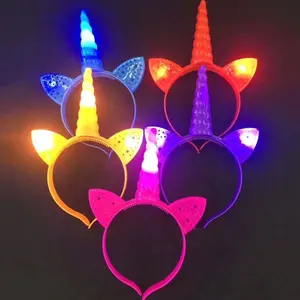 LED 3 flashing modes unicorn headband for party event decoration light up hard band with built-in battery