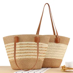 Летняя пляжная сумка-тоут из марокканской соломы с вышивкой, соломенная сумка большой вместимости, Соломенная пляжная сумка для женщин