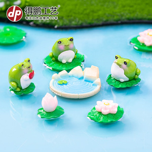 Ensemble de figurines de grenouilles en résine, mini décoration de bassin pour salon, ornement de bureau - Product Image 4
