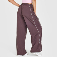 Pantalons de survêtement de sport pour femmes, coupe droite, surdimensionnés, avec logo personnalisé 2025, bordure, légers, tissés, amples, en nylon