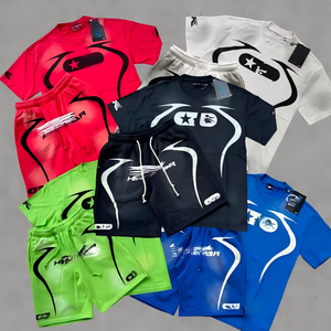 Camiseta Hell de 250g para Hombre, Conjunto Deportivo Estilo Hip-Hop Urbano, Estampado Vintage Lavado, Ropa Urbana, Disponible - Product Image 1
